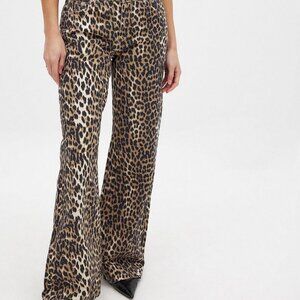 NA-KD Mid Rise Leopard Print Wide Leg Jeans Size 42 (US 10-12)
